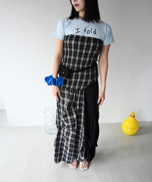 SANSeLF（サンセルフ）の「【SANSeLF】2WAYシャーリングチェックワンピース saw26s047（ワンピース・レディース・ブラック・FREE）」の17枚目の写真