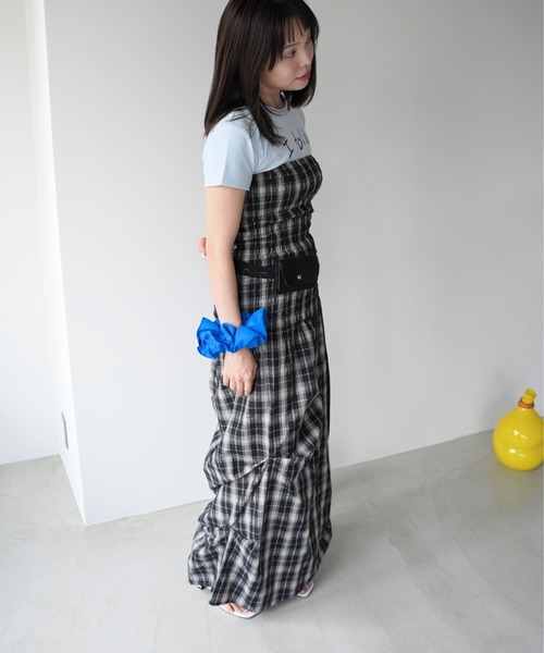 SANSeLF（サンセルフ）の「【SANSeLF】2WAYシャーリングチェックワンピース saw26s047（ワンピース・レディース・ブラック・FREE）」の18枚目の写真