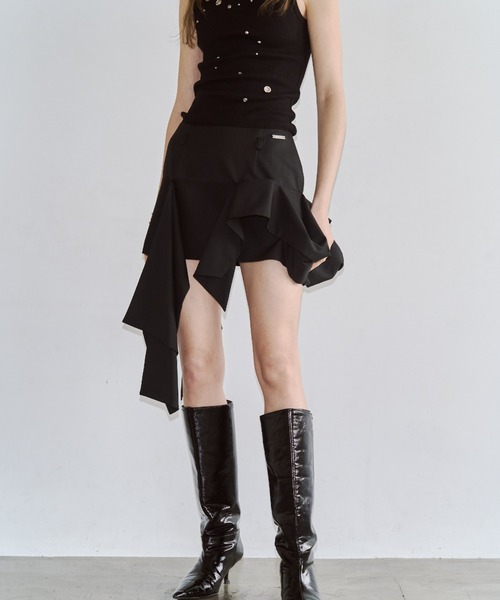 JOSE MOON(ジョゼムーン)の「IRREGULAR HEM SKIRT/イレギュラーヘムスカート(スカート・レディース・ブラック/グレー・38/36)」の5枚目の写真