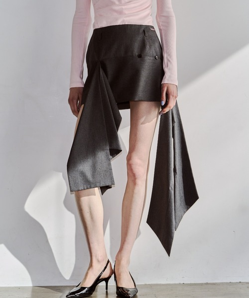 JOSE MOON(ジョゼムーン)の「IRREGULAR HEM SKIRT/イレギュラーヘムスカート(スカート・レディース・ブラック/グレー・38/36)」の22枚目の写真