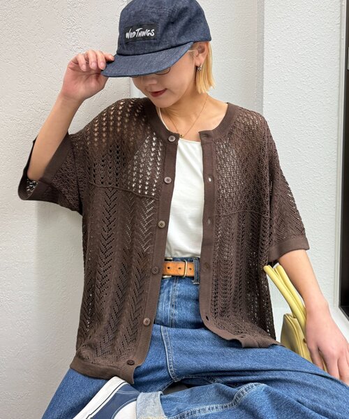 CIAOPANIC TYPY（チャオパニックティピー）の「【UNISEX】レース編みパッチワークニットカーディガン/WEB限定（カーディガン/ボレロ・レディース・ネイビー/ブラック/ブラウン/グレー・LARGE/MEDIUM）」の3枚目の写真