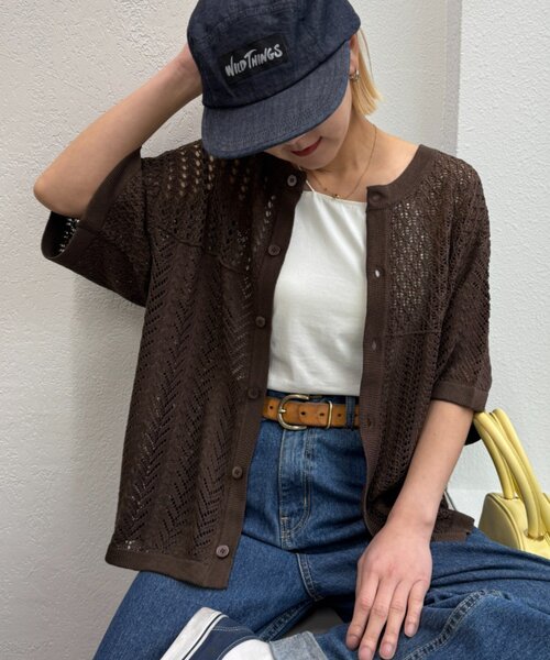 CIAOPANIC TYPY（チャオパニックティピー）の「【UNISEX】レース編みパッチワークニットカーディガン/WEB限定（カーディガン/ボレロ・レディース・ネイビー/ブラック/ブラウン/グレー・LARGE/MEDIUM）」の22枚目の写真