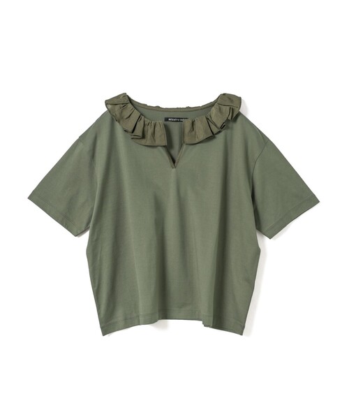 mizuiroind(ミズイロインド)の「mizuiro ind フリルカラースキッパーTシャツ(Tシャツ/カットソー・レディース・オフホワイト/ブラック/グレー/グレー系その他・FREE)」の4枚目の写真