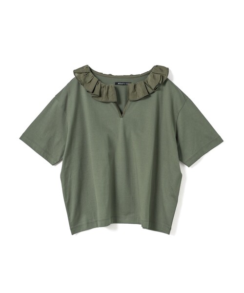 mizuiroind(ミズイロインド)の「mizuiro ind フリルカラースキッパーTシャツ(Tシャツ/カットソー・レディース・オフホワイト/ブラック/グレー/グレー系その他・FREE)」の3枚目の写真