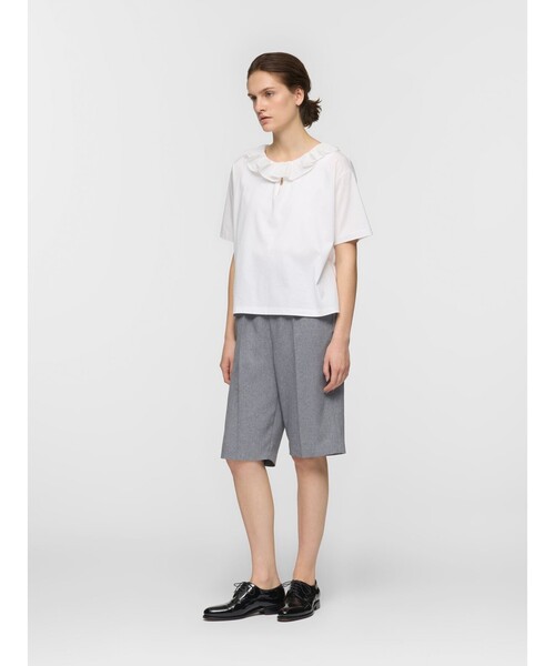 mizuiroind(ミズイロインド)の「mizuiro ind フリルカラースキッパーTシャツ(Tシャツ/カットソー・レディース・オフホワイト/ブラック/グレー/グレー系その他・FREE)」の6枚目の写真