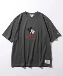 2026SS Disney×DISCUS/ディズニー×ディスカス コラボ ミッキー プリント半袖Tシャツ (M:ショート丈 L:レギュラー丈)