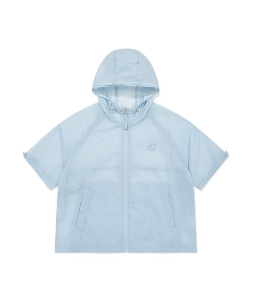 Wacky WiLLy(ワッキーウィリー)の「WOMEN'S NYLON SHORT SLEEVE WINDBREAKER(ナイロンジャケット・レディース・ホワイト/スカイブルー・FREE)」の1枚目の写真