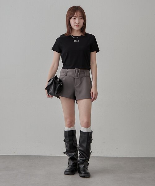 mline（エムライン）の「[mline]ローライズ ベルトショートパンツ（その他パンツ・レディース・チャコールグレー/ブラウン・2/1）」の16枚目の写真