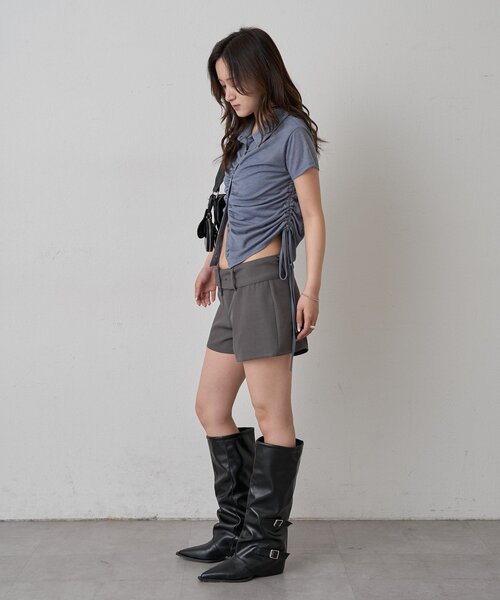 mline（エムライン）の「[mline]ローライズ ベルトショートパンツ（その他パンツ・レディース・チャコールグレー/ブラウン・2/1）」の20枚目の写真