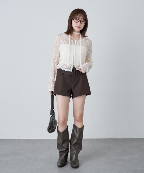 mline（エムライン）の「[mline]ローライズ ベルトショートパンツ（その他パンツ・レディース・チャコールグレー/ブラウン・2/1）」の13枚目の写真
