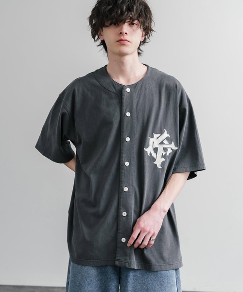 KRIFF MAYER(クリフメイヤー)の「KRIFF MAYER クリフメイヤー ピグメント加工オーバーサイズベースボールシャツ 2547200(シャツ/ブラウス・メンズ・チャコール/オリーブ/ベージュ/パープル・XL/L/M)」の3枚目の写真