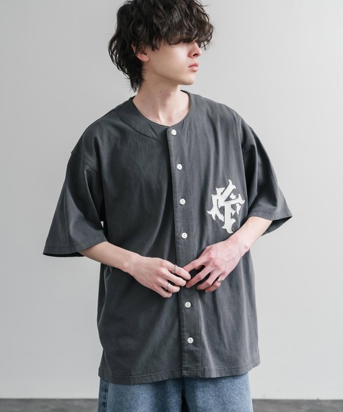 KRIFF MAYER(クリフメイヤー)の「KRIFF MAYER クリフメイヤー ピグメント加工オーバーサイズベースボールシャツ 2547200(シャツ/ブラウス・メンズ・チャコール/オリーブ/ベージュ/パープル・XL/L/M)」の5枚目の写真