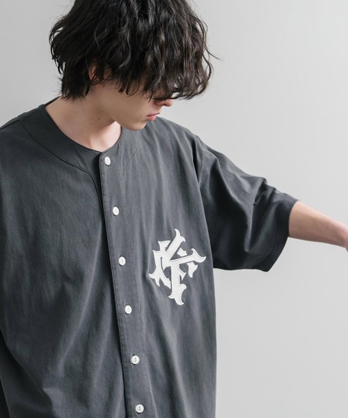 KRIFF MAYER(クリフメイヤー)の「KRIFF MAYER クリフメイヤー ピグメント加工オーバーサイズベースボールシャツ 2547200(シャツ/ブラウス・メンズ・チャコール/オリーブ/ベージュ/パープル・XL/L/M)」の7枚目の写真