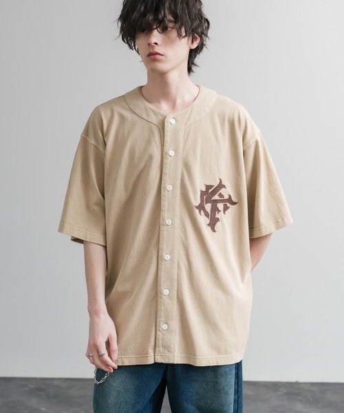 KRIFF MAYER(クリフメイヤー)の「KRIFF MAYER クリフメイヤー ピグメント加工オーバーサイズベースボールシャツ 2547200(シャツ/ブラウス・メンズ・チャコール/オリーブ/ベージュ/パープル・XL/L/M)」の11枚目の写真