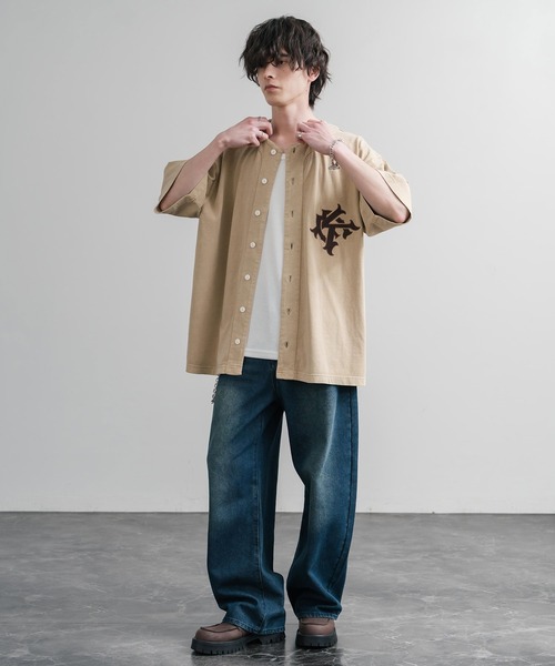 KRIFF MAYER(クリフメイヤー)の「KRIFF MAYER クリフメイヤー ピグメント加工オーバーサイズベースボールシャツ 2547200(シャツ/ブラウス・メンズ・チャコール/オリーブ/ベージュ/パープル・XL/L/M)」の16枚目の写真