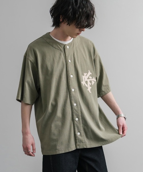 KRIFF MAYER(クリフメイヤー)の「KRIFF MAYER クリフメイヤー ピグメント加工オーバーサイズベースボールシャツ 2547200(シャツ/ブラウス・メンズ・チャコール/オリーブ/ベージュ/パープル・XL/L/M)」の18枚目の写真