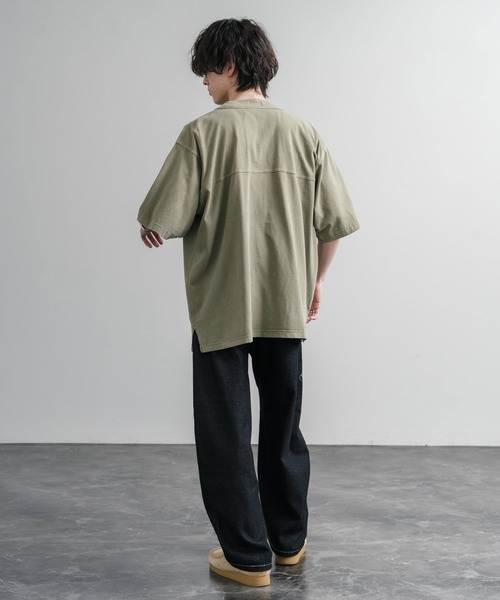 KRIFF MAYER(クリフメイヤー)の「KRIFF MAYER クリフメイヤー ピグメント加工オーバーサイズベースボールシャツ 2547200(シャツ/ブラウス・メンズ・チャコール/オリーブ/ベージュ/パープル・XL/L/M)」の21枚目の写真
