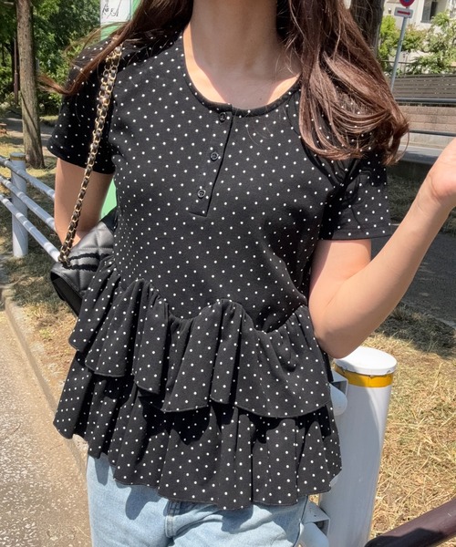 Dott Hearnリーネック пеплэмтопс (Dot Hearnlee Neck Peplum Tops)