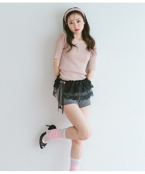 PEACH JOHN(ピーチジョン)の「スマートラメリブニット(ニット/セーター・レディース・ピンク/ブルー/アイボリー/ブラック・ONE SIZE)」の8枚目の写真