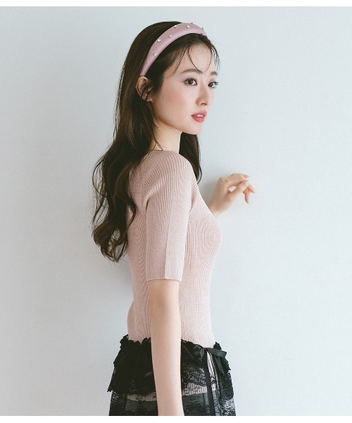 PEACH JOHN(ピーチジョン)の「スマートラメリブニット(ニット/セーター・レディース・ピンク/ブルー/アイボリー/ブラック・ONE SIZE)」の9枚目の写真