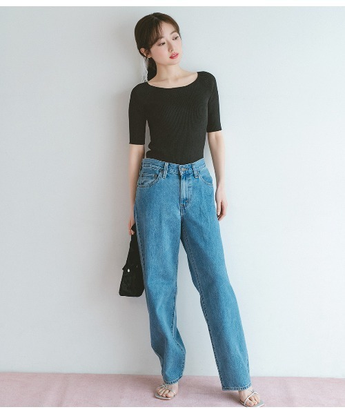 PEACH JOHN(ピーチジョン)の「スマートラメリブニット(ニット/セーター・レディース・ピンク/ブルー/アイボリー/ブラック・ONE SIZE)」の6枚目の写真