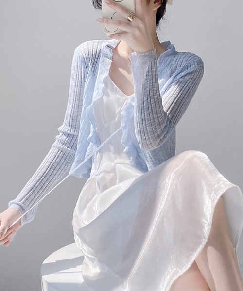 mielu(ミエル)の「ポイントフリルリボンニット(ニット/セーター・レディース・ブラック/ピンク/ベージュ/パープル/ブルー/ホワイト・FREE)」の21枚目の写真