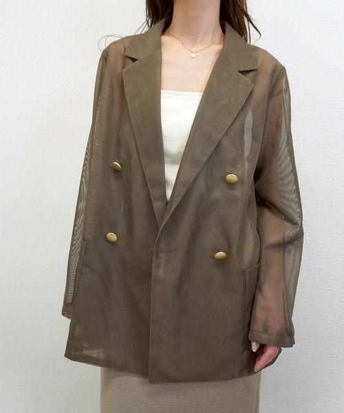 gossara(ゴサラ)の「【今年も登場】メッシュテーラードジャケット(テーラードジャケット・レディース・モカ・FREE)」の9枚目の写真