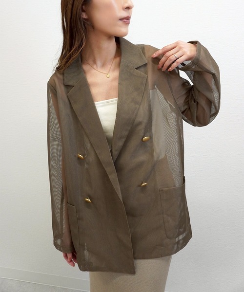 gossara(ゴサラ)の「【今年も登場】メッシュテーラードジャケット(テーラードジャケット・レディース・モカ・FREE)」の11枚目の写真