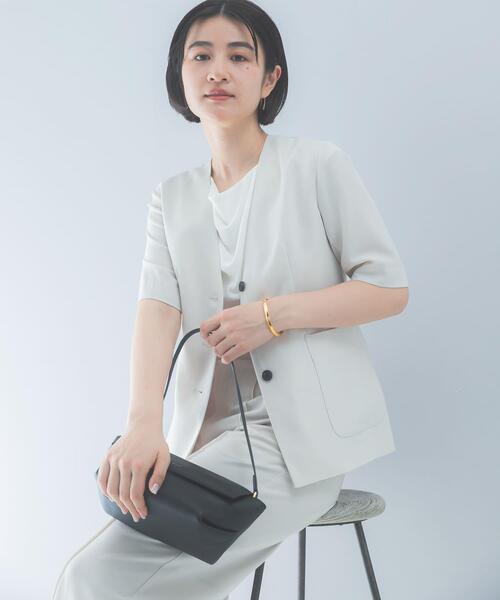 URBAN RESEARCH ROSSO WOMEN（アーバンリサーチ　ロッソ）の「クールタッチ 防シワ ハーフスリーブジャケット（ノーカラージャケット・レディース・ブルー系その他/ベージュ系その他・FREE）」の3枚目の写真