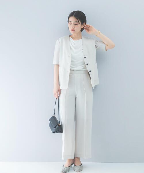 URBAN RESEARCH ROSSO WOMEN（アーバンリサーチ　ロッソ）の「クールタッチ 防シワ ハーフスリーブジャケット（ノーカラージャケット・レディース・ブルー系その他/ベージュ系その他・FREE）」の7枚目の写真