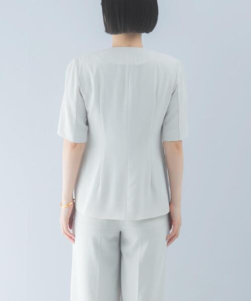 URBAN RESEARCH ROSSO WOMEN（アーバンリサーチ　ロッソ）の「クールタッチ 防シワ ハーフスリーブジャケット（ノーカラージャケット・レディース・ブルー系その他/ベージュ系その他・FREE）」の12枚目の写真