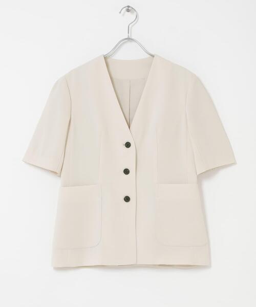 URBAN RESEARCH ROSSO WOMEN（アーバンリサーチ　ロッソ）の「クールタッチ 防シワ ハーフスリーブジャケット（ノーカラージャケット・レディース・ブルー系その他/ベージュ系その他・FREE）」の15枚目の写真