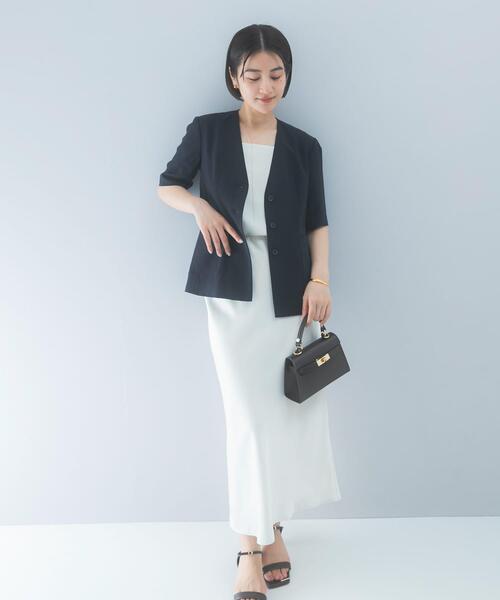 URBAN RESEARCH ROSSO WOMEN（アーバンリサーチ　ロッソ）の「クールタッチ 防シワ ハーフスリーブジャケット（ノーカラージャケット・レディース・ブルー系その他/ベージュ系その他・FREE）」の19枚目の写真
