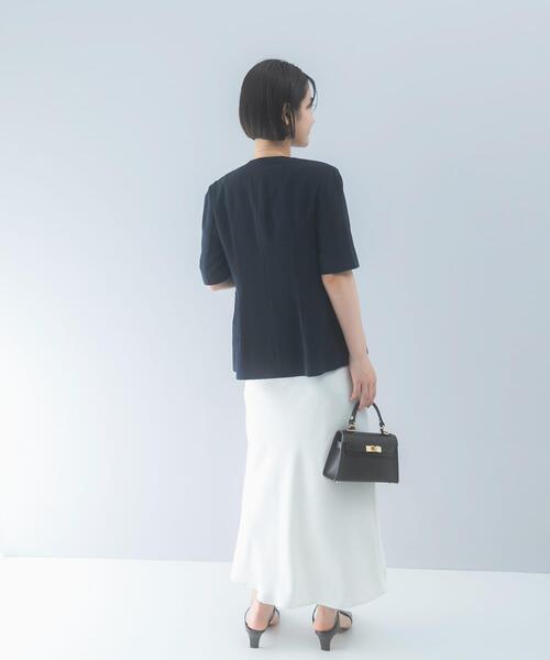URBAN RESEARCH ROSSO WOMEN（アーバンリサーチ　ロッソ）の「クールタッチ 防シワ ハーフスリーブジャケット（ノーカラージャケット・レディース・ブルー系その他/ベージュ系その他・FREE）」の20枚目の写真