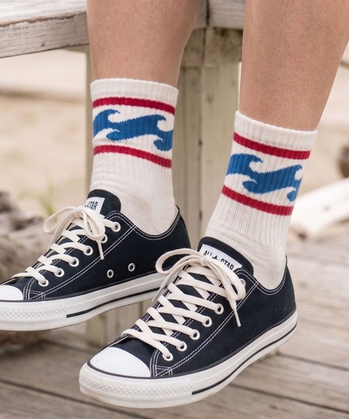 BILLABONG(ビラボン)の「BILLABONG メンズ WAVE SOCKS ソックス 【2026年夏モデル】(ソックス/靴下・メンズ・マルチ/オフホワイト/ブラック・FREE)」の3枚目の写真