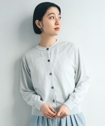ＴＨＲＥＥ　ＦＩＦＴＹ　ＳＴＡＮＤＡＲＤ　国産のオーガニックコットンとリサイクルポリエステルのシアーカーディガン〈ライトグレー〉