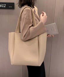 PUレザーシンプルトートバッグ