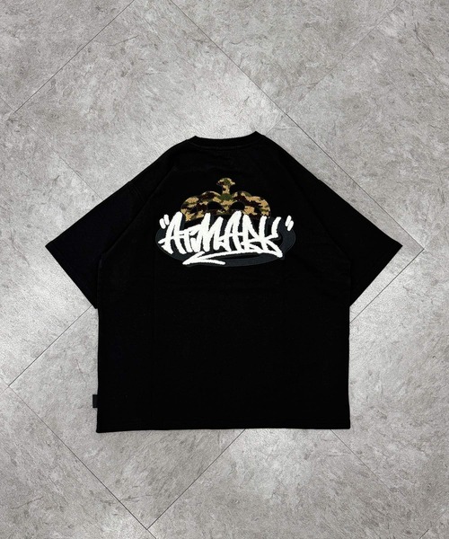 ATMARK(アットマーク)の「《3サイズ展開 / UNISEX 》ATMARK クラウンロゴサガラ刺繍半袖Tシャツ セットアップ可能(Tシャツ/カットソー・メンズ・ブラック系1/ブラック系3/ホワイト系1/ホワイト系2/ホワイト系3/ブラック系2・S/M/L)」の9枚目の写真
