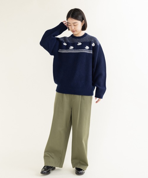PAR ICI(パーリッシィ)の「SHEEPジャカード 片畦編みプルオーバー(ニット/セーター・レディース・グレー/グリーン/ネイビー・FREE)」の12枚目の写真