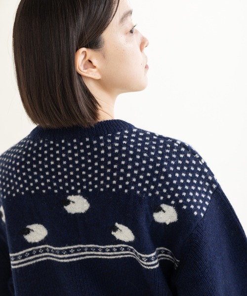 PAR ICI(パーリッシィ)の「SHEEPジャカード 片畦編みプルオーバー(ニット/セーター・レディース・グレー/グリーン/ネイビー・FREE)」の11枚目の写真
