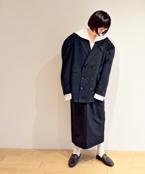 HOLIDAY（ホリデイ）の「WOOL DRAWSTRINGS 2TUCK SKIRT ウールドローストリングスツータックスカート（スカート・レディース・ダークネイビー・ONE SIZE）」の10枚目の写真