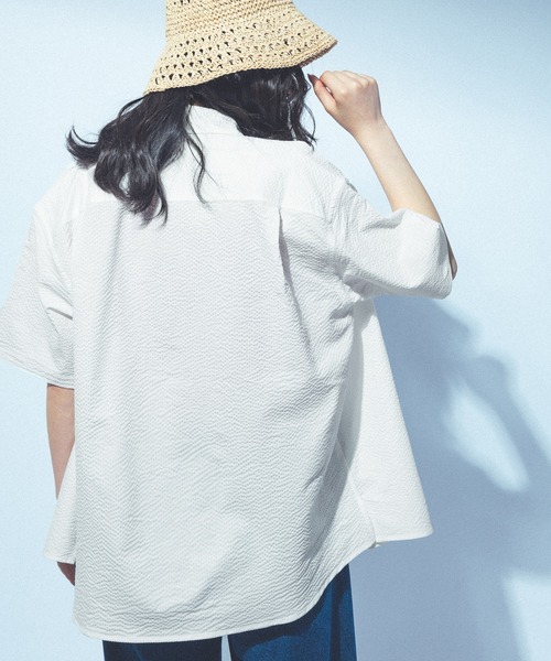 Kappa（カッパ）の「≪Kappa×and ST ウェルネスクラブ≫ポケットビック刺繍半袖シャツ（シャツ/ブラウス・レディース・ライトブルー/ホワイト/ピンク・LARGE/MEDIUM/SMALL）」の20枚目の写真
