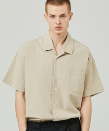 ease（イーズ）の「LINEN OPEN COLLAR 1/2SHIRTS_OATMEAL（シャツ/ブラウス）」