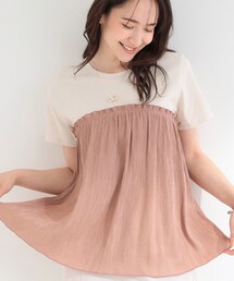 SHOO・LA・RUE | 【ひんやり/S-LL】インせず決まる きらきらビスチェ風 ドッキングトップス(Tシャツ/カットソー)