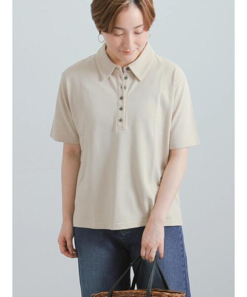 Te chichi(テチチ)の「コットンカットカノコポロシャツ(Tシャツ/カットソー・レディース・チャコールグレー/ラベンダー/ベージュ・F)」の2枚目の写真
