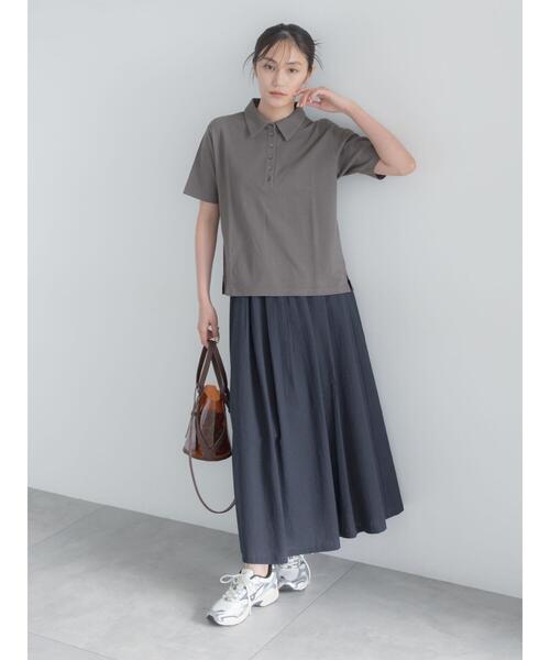 Te chichi(テチチ)の「コットンカットカノコポロシャツ(Tシャツ/カットソー・レディース・チャコールグレー/ラベンダー/ベージュ・F)」の4枚目の写真