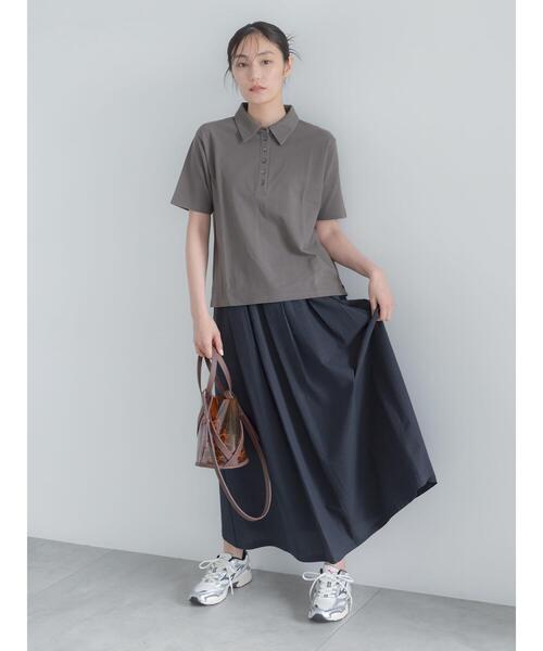 Te chichi(テチチ)の「コットンカットカノコポロシャツ(Tシャツ/カットソー・レディース・チャコールグレー/ラベンダー/ベージュ・F)」の5枚目の写真