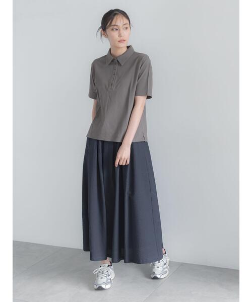 Te chichi(テチチ)の「コットンカットカノコポロシャツ(Tシャツ/カットソー・レディース・チャコールグレー/ラベンダー/ベージュ・F)」の6枚目の写真