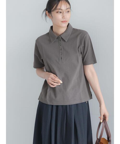 Te chichi(テチチ)の「コットンカットカノコポロシャツ(Tシャツ/カットソー・レディース・チャコールグレー/ラベンダー/ベージュ・F)」の9枚目の写真