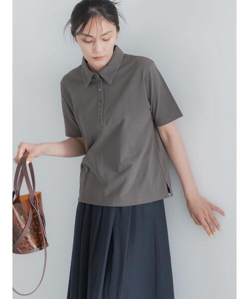 Te chichi(テチチ)の「コットンカットカノコポロシャツ(Tシャツ/カットソー・レディース・チャコールグレー/ラベンダー/ベージュ・F)」の10枚目の写真